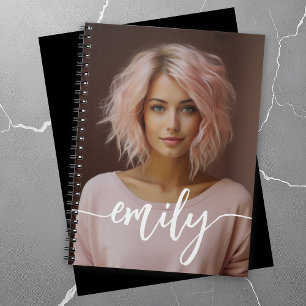 Cuaderno Nombre de fotografía y caligrafía personalizado