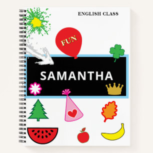 Cuaderno NOMBRE DE Frutas de globo de cartón escolar