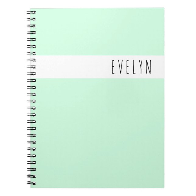 Cuaderno Nombre de fuente simple mint verde personalizado (Frente)