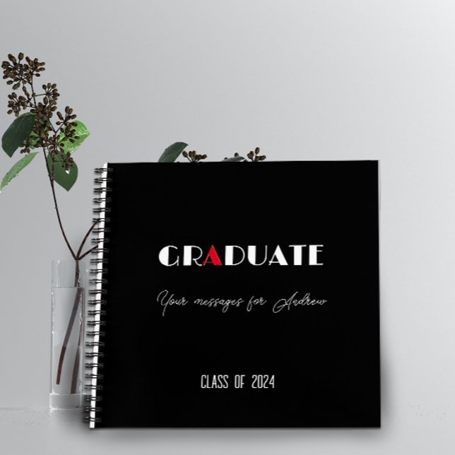Cuaderno Nombre de graduación de guiones rojos y blancos ne (Subido por el creador)