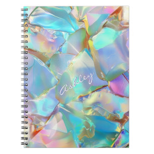 Cuaderno Nombre de guión blanco en fondo de ópalo