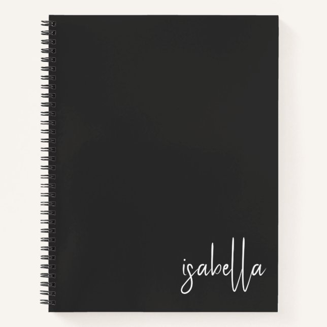Cuaderno Nombre de guión blanco negro Minimalista personali (Anverso)