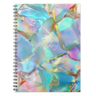 Cuaderno Nombre de guión blanco sobre fondo de ópalo