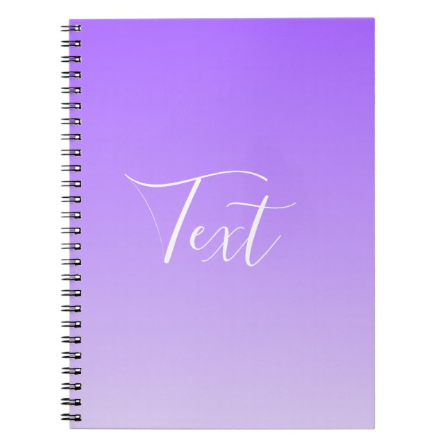 Cuaderno Nombre de guión cursivo y ombré morado claro edita (Frente)