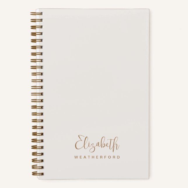 Cuaderno Nombre de guión de caligrafía neutra mínima simple (Anverso)