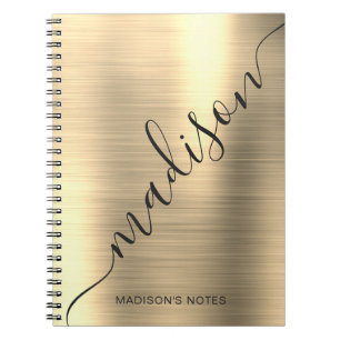 Cuaderno Nombre de guión de firma del monograma Metalizado 