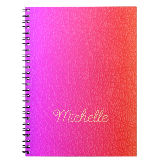 Cuaderno Nombre de guión de moda rosa caliente personalizad (Frente)