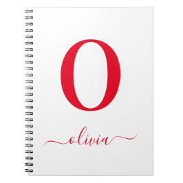 Cuaderno Nombre de guión de monograma personalizado en blan