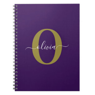 Cuaderno Nombre de guión de monograma personalizado púrpura