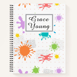 Cuaderno Nombre de guión de salpicadura de tinta vibrante