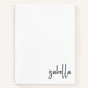 Cuaderno Nombre de guión minimalista personalizado en espir