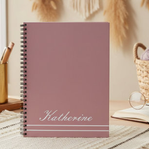 Cuaderno Nombre de guión Minimalista Rosa Polvoriento