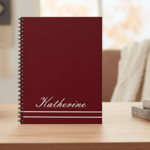 Cuaderno Nombre de guión Mínimo Rojo Burdeos