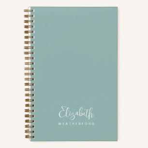 Cuaderno Nombre de guión mínimo Verde azulado simple de la 