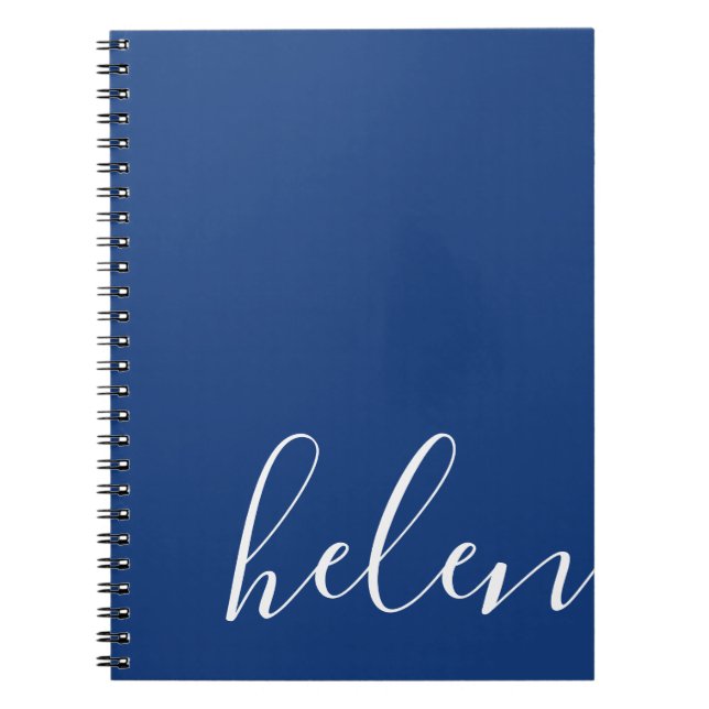 Cuaderno Nombre de guión moderno azul personalizado (Frente)