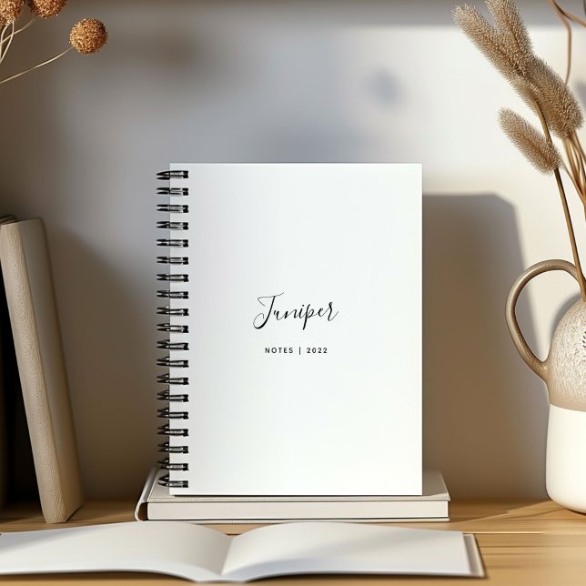 Cuaderno Nombre de guión moderno minimalista (Personalized script name white notebook.)