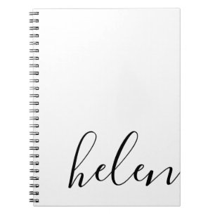 Cuaderno Nombre de guión moderno negro personalizado