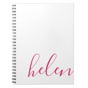Cuaderno Nombre de guión moderno personalizado en rosa