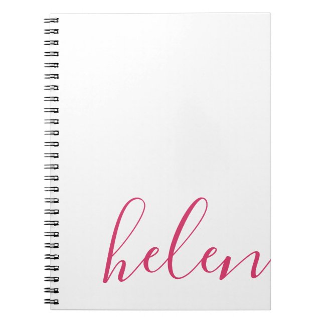 Cuaderno Nombre de guión moderno personalizado en rosa (Frente)