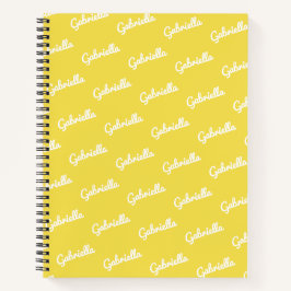 Cuaderno Nombre de guión personalizado amarillo y blanco