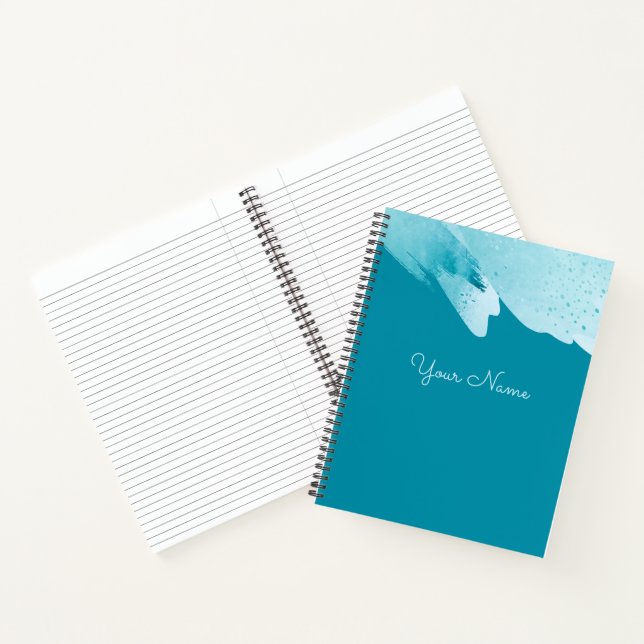 Cuaderno Nombre de guión personalizado azul moderno (Interior)
