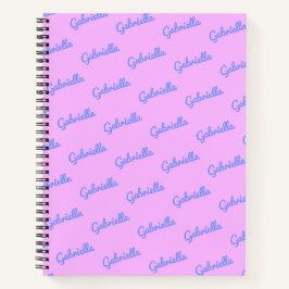 Cuaderno Nombre de guión personalizado de color rosa y púrp
