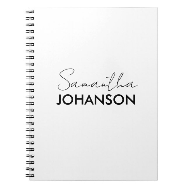 Cuaderno Nombre de guión sofisticado minimalista moderno (Frente)