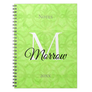 Cuaderno Nombre de la Batik Verde Lime y Año Monogramado