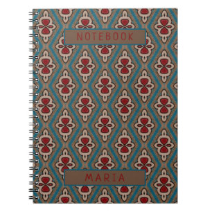 Cuaderno Nombre de la elegancia de mosaico del cobre cian r