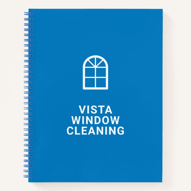 Cuaderno Nombre de la empresa de limpieza de ventanas Azul  (Anverso)