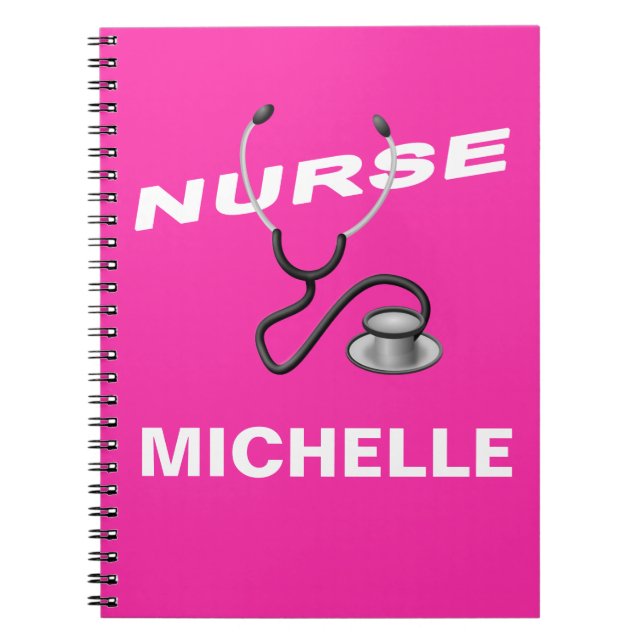 Cuaderno Nombre de la enfermera Personalizado PINK (Frente)