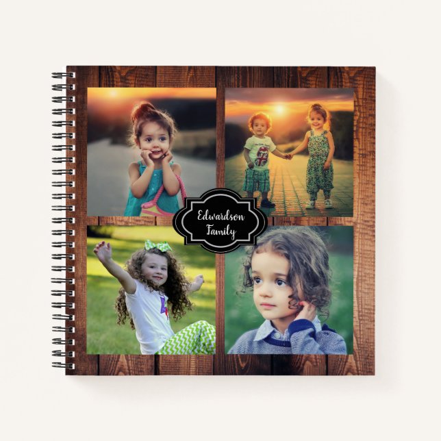 Cuaderno Nombre de la familia del collage de fotos de la fa (Anverso)
