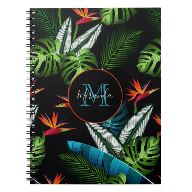 Cuaderno Nombre de la follaje verde de la selva tropical ne (Frente)