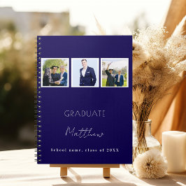 Cuaderno Nombre de la foto azul marino de la graduación del