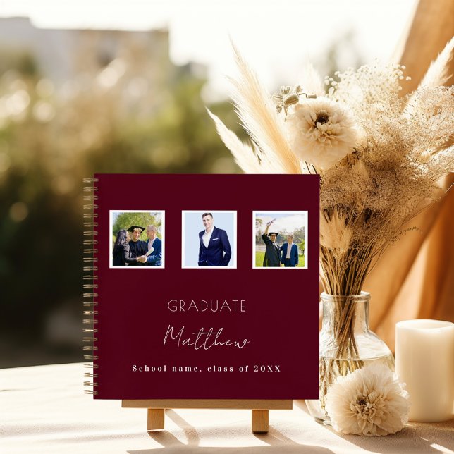 Cuaderno Nombre de la foto de burgundy de la graduación del (Subido por el creador)