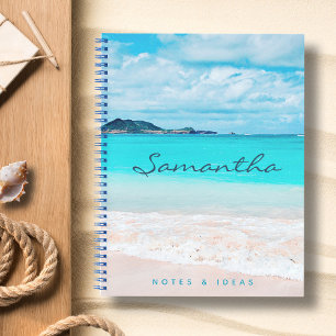 Cuaderno Nombre de la foto de la playa arenosa tropical del