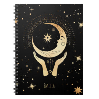 Cuaderno Nombre de la Luna de Oro Celestial Esoteric Black