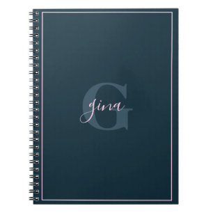 Cuaderno Nombre de la Moda Minimalista azul de la marina e