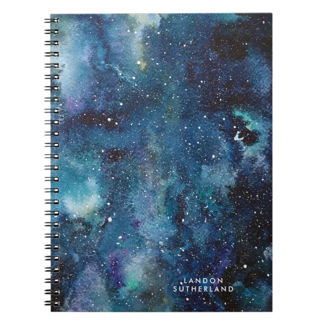 Cuaderno Nombre de las estrellas del espacio de galaxia azu (Frente)