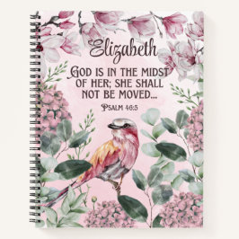 Cuaderno Nombre de las flores de pájaro de color de agua de