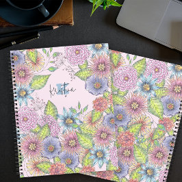 Cuaderno Nombre de las flores florecientes coloridas y nomb