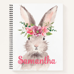 Cuaderno Nombre de las flores rosadas del conejito acuático