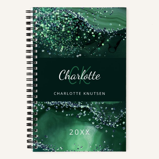 Cuaderno Nombre de las iniciales del monograma de mármol de (Anverso)