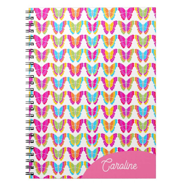 Cuaderno Nombre de las mariposas de arcoiris crudas (Frente)