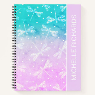 Cuaderno Nombre de las modernas libélulas acuáticas rosad