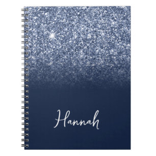 Cuaderno Nombre de letra script ombre azul polvoriento con