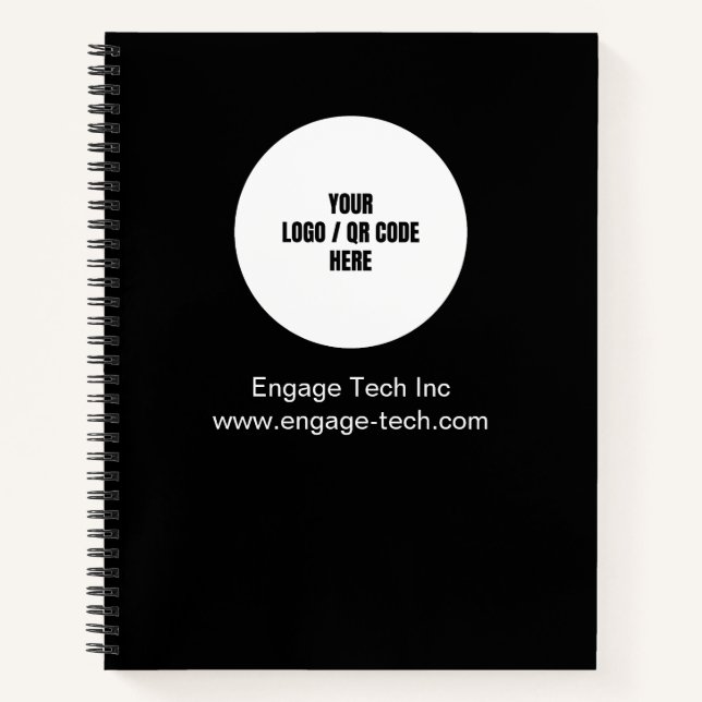 Cuaderno Nombre de logotipo de empresa personalizado negro  (Anverso)