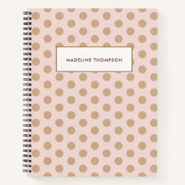 Cuaderno Nombre de lunares rosados y dorados Simple