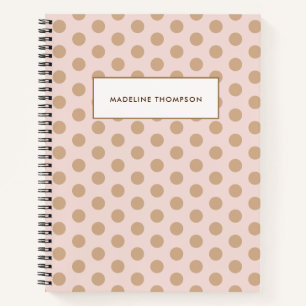 Cuaderno Nombre de lunares rosados y dorados Simple