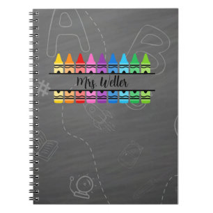 Cuaderno Nombre de maestro personalizado Crayón de arcoíris